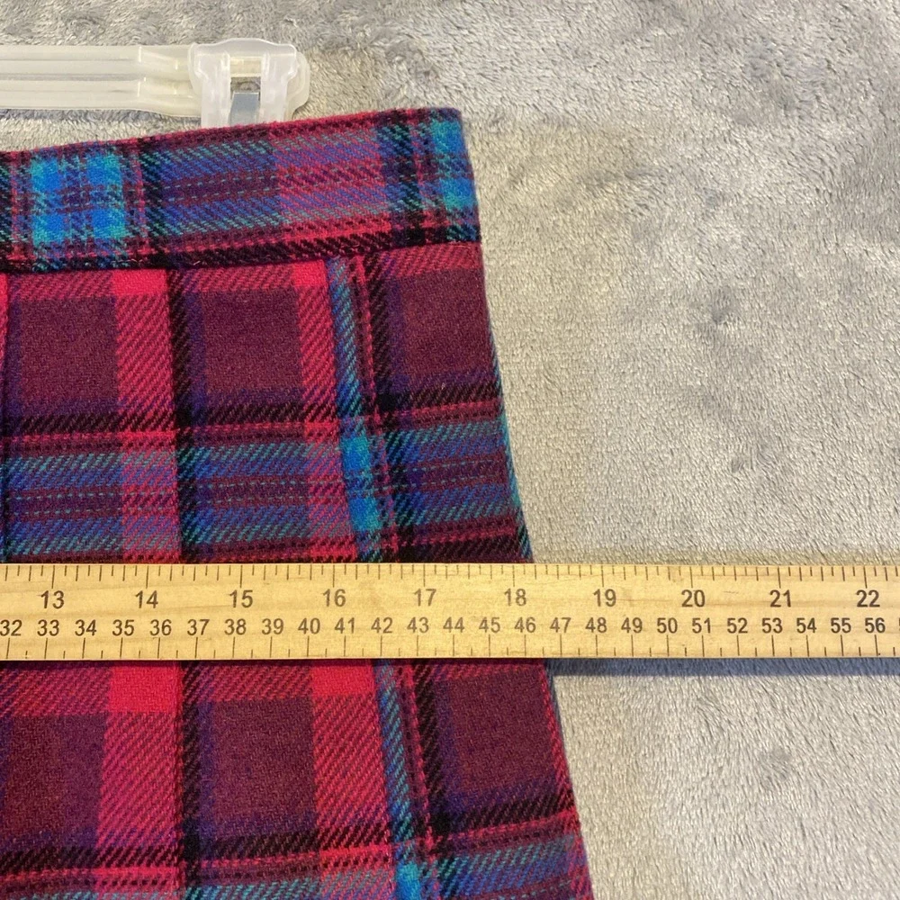 VTG Plaid Pleated Skirt Women‎ Sz 18 Hot Pink Teal Green Pleated Clueless Preppy - Picture 6 of 9